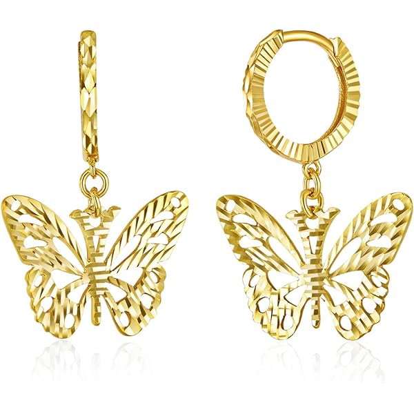 Amazon.com: 14k REAL Yellow Gold Butterfly Fancy Drop Amazon.com: 14k REAL Yellow Gold Butterfly Fancy Drop